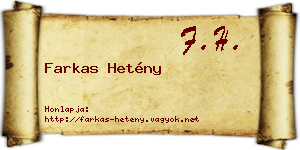 Farkas Hetény névjegykártya